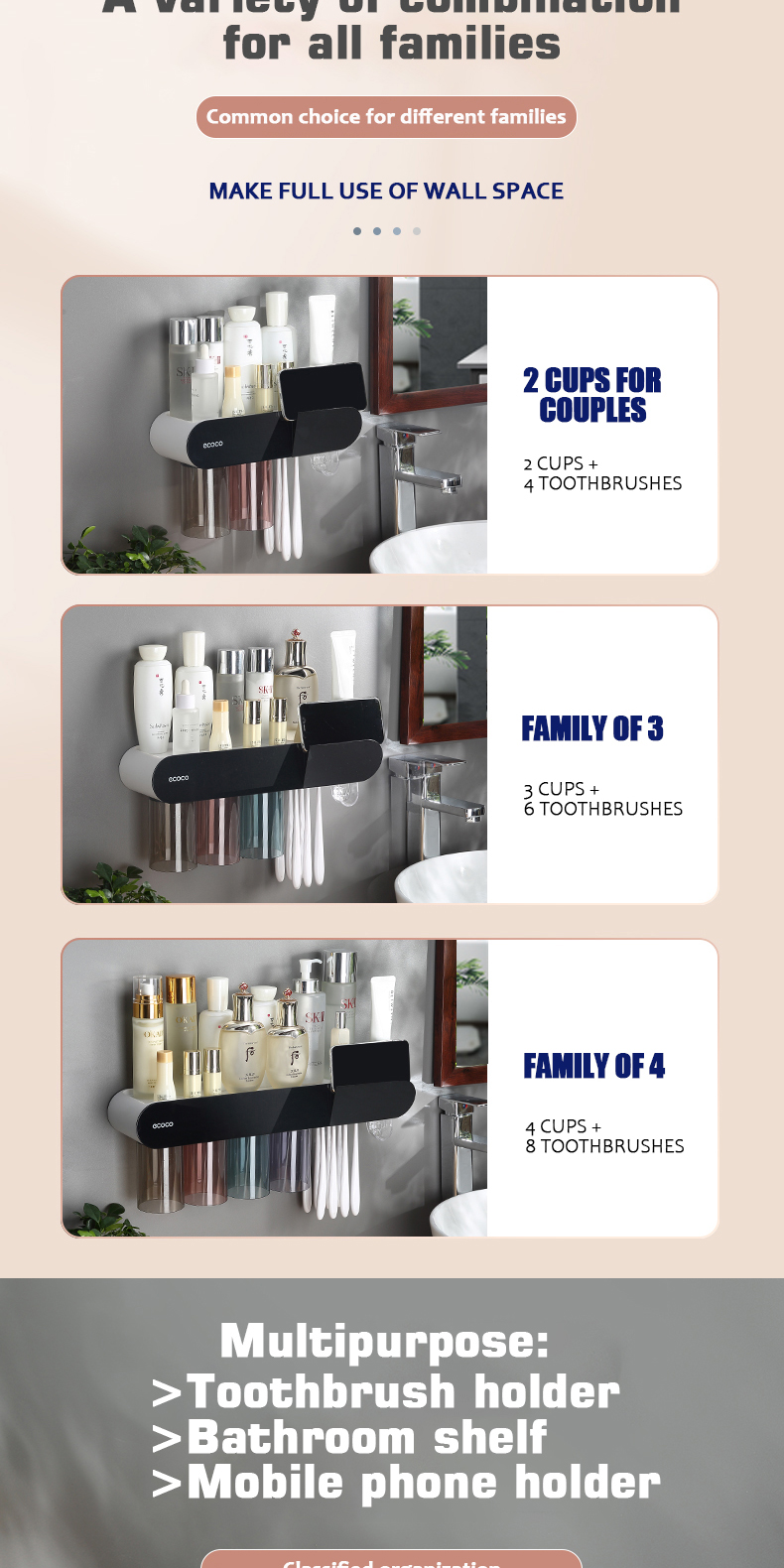 [Ready Stock]Ecoco Magnetic Toothbrush Holder Automatic Toothpaste ...