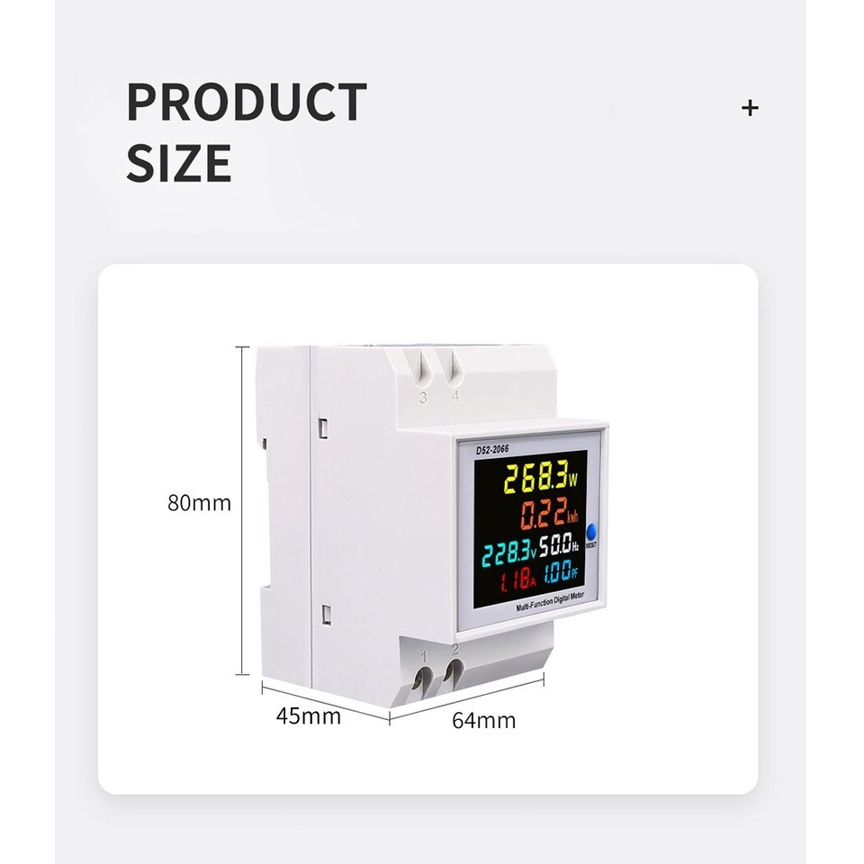 6IN1 Din Rail AC Monitor 110V 220V Voltage Current Power Factor Active ...
