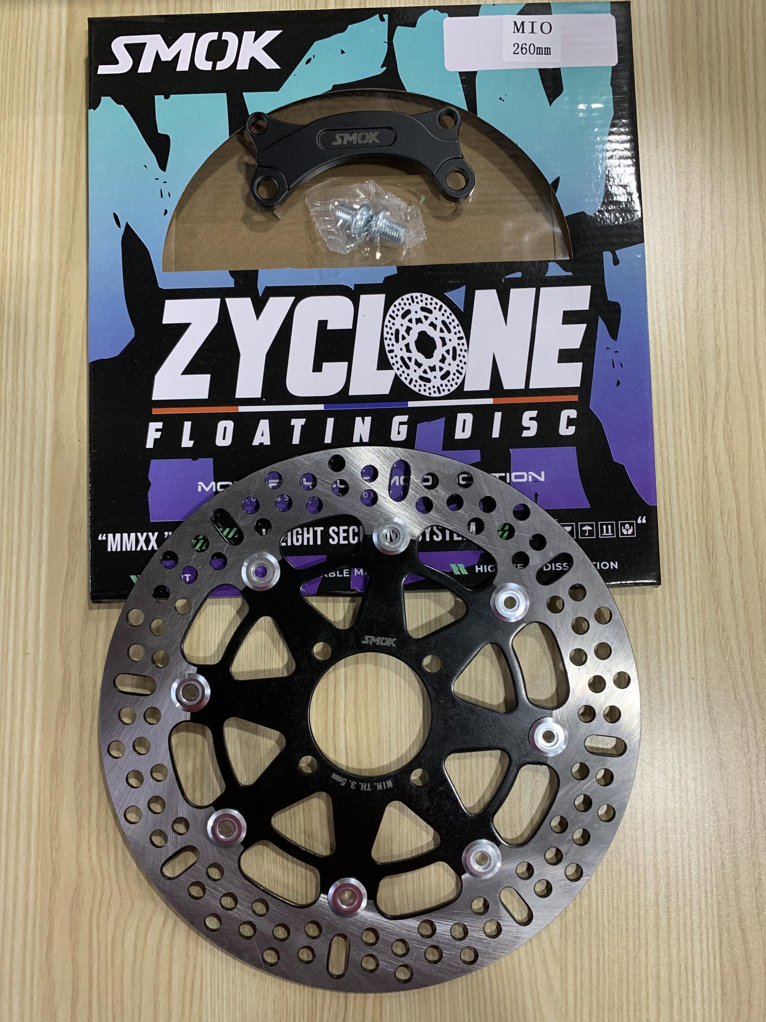 ZYCLONE CNC FLOAT DISC 260MM WITH BRACKET FOR CLICK MIO NMAX AEROX ...