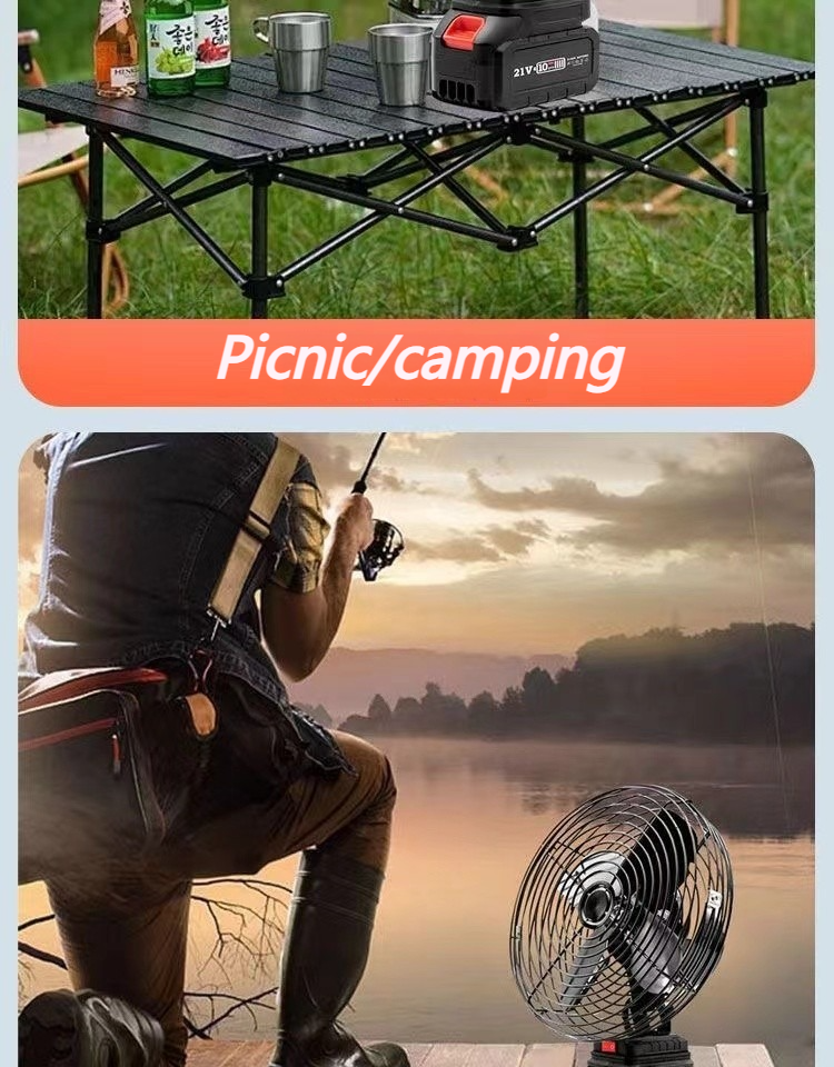 Cordless Electric Fan Portable Fan 8 inch Rechargeable Fan Outdoor ...