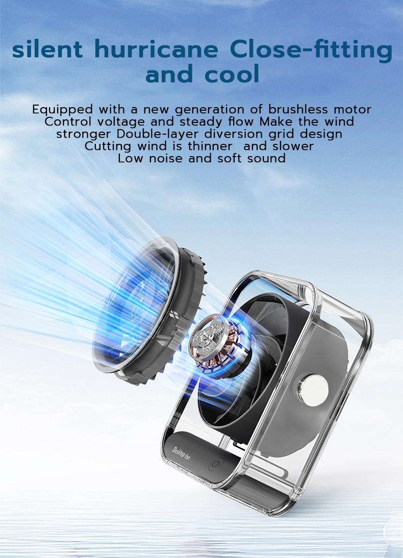 Turbo Fan Desktop Fan 4000 mah Mini Fan Digital Display Fan Adjustable ...