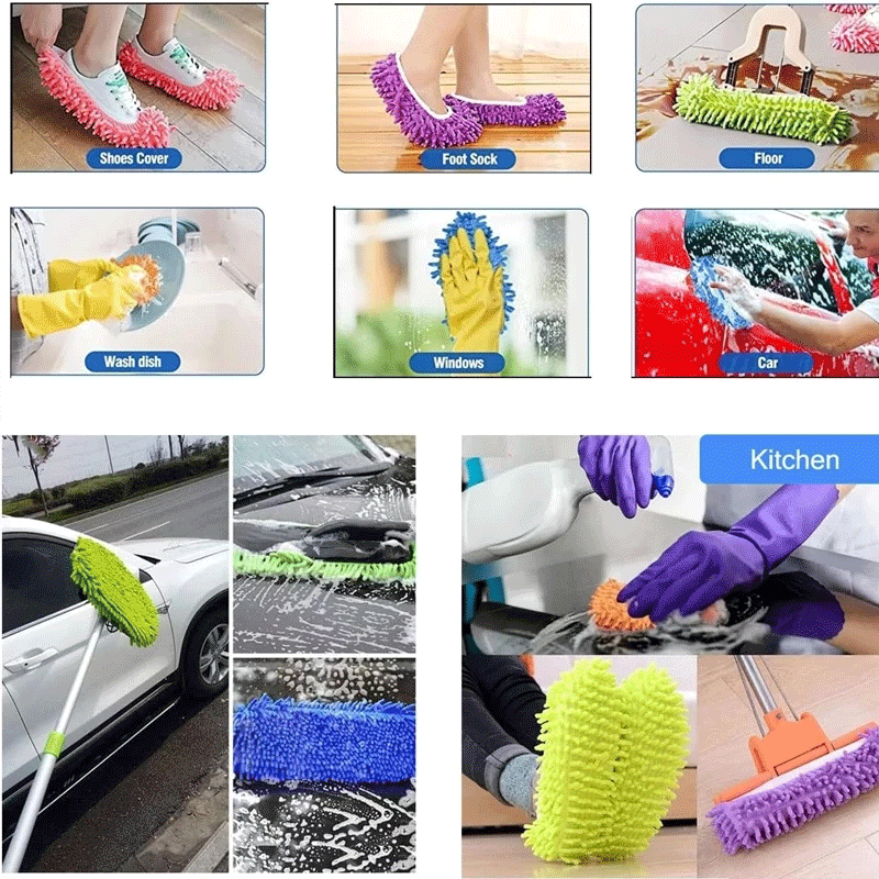 2in1 Dust Mop Slipper Rag Mop Microfiber Floor Dust Cleaning Rag Lazy ...