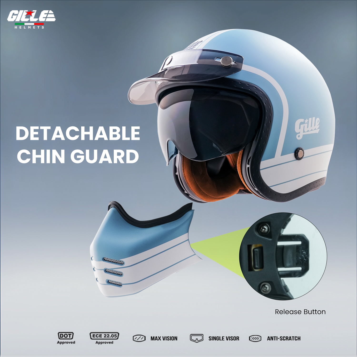 GILLE VENERY OP12 Classic Helmet Full Face Vintage Retro for Motorcycle ...