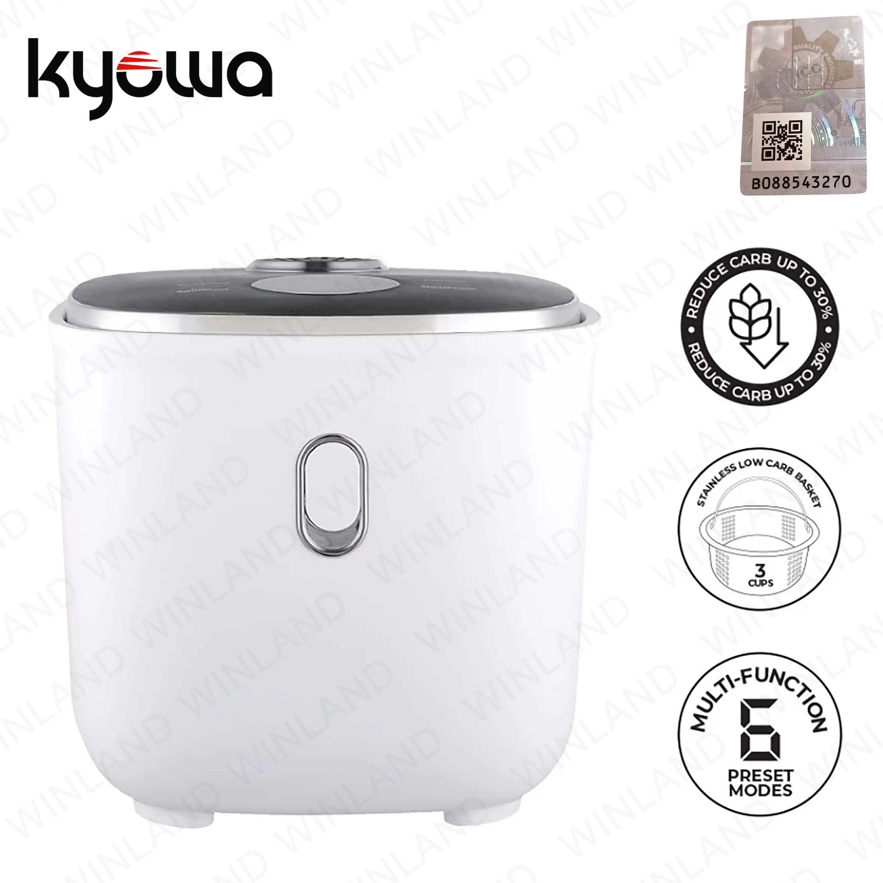 Kyowa by Winland 6 Cups Capacity Low Carb Rice Cooker with 6-Preset ...