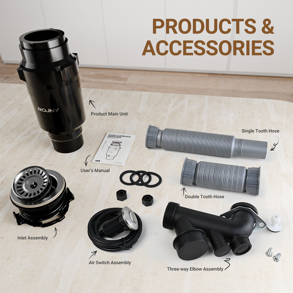 ROUNY Food Waste Disposer Low noise Home Use Grinding Kitchen Ressidues ...