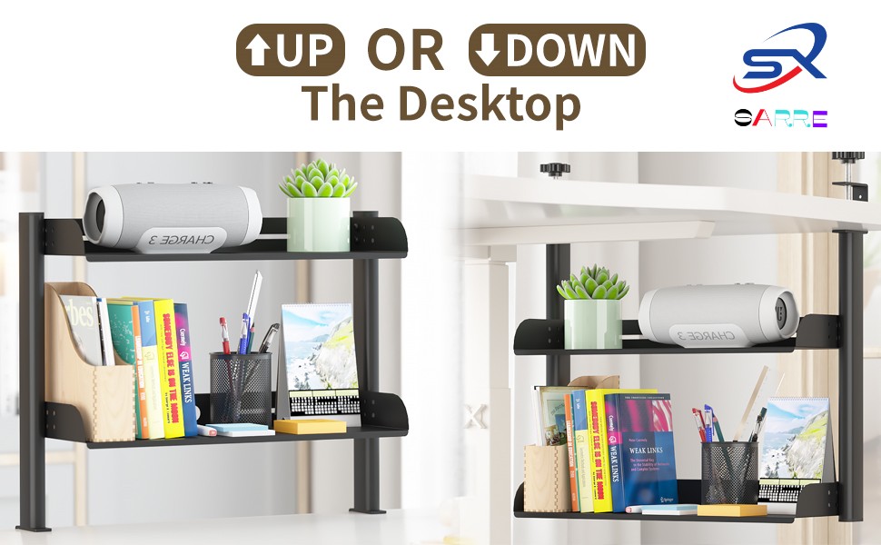 2-story adjustable storage desk extension rack Computer desk storage ...