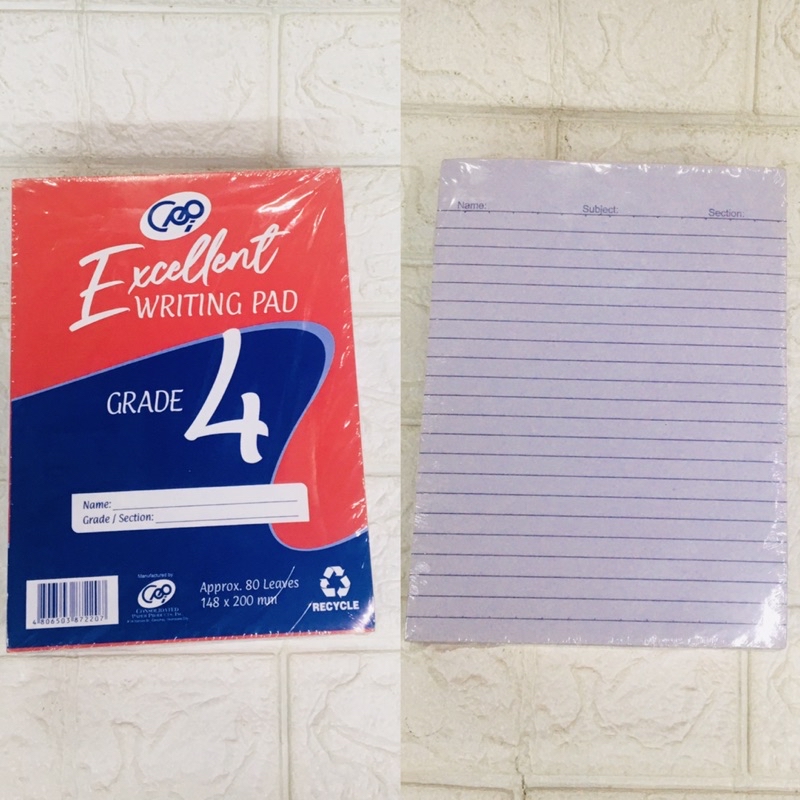 1pack (10pcs) Grade 1/2/3/4 Paper Pads(80leaves) | Shopee Philippines