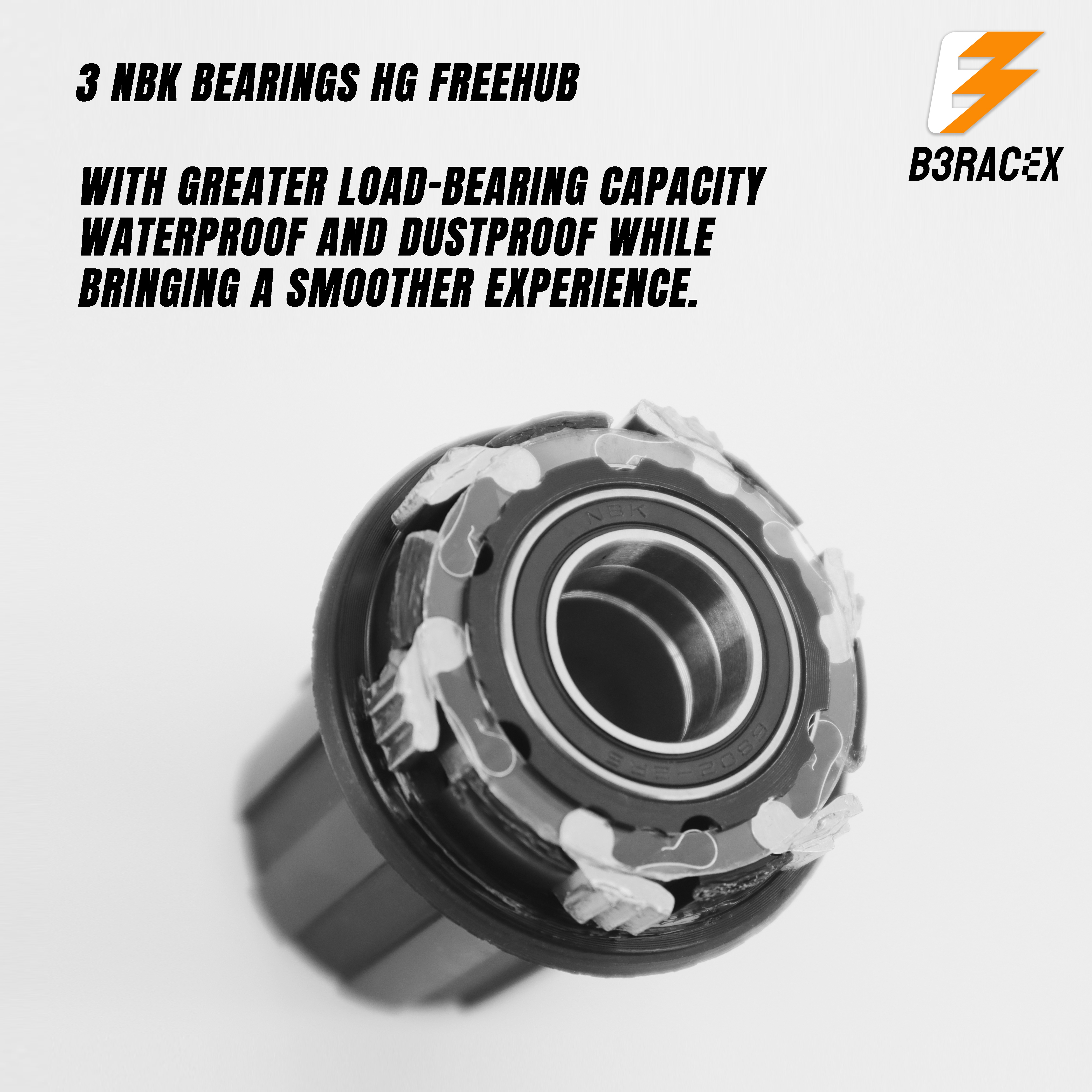 B3RACEX Thunder MTB Hub 6-Pawl 3-Tooth 32H 7 Bearing HG/XD/MS Freehub ...