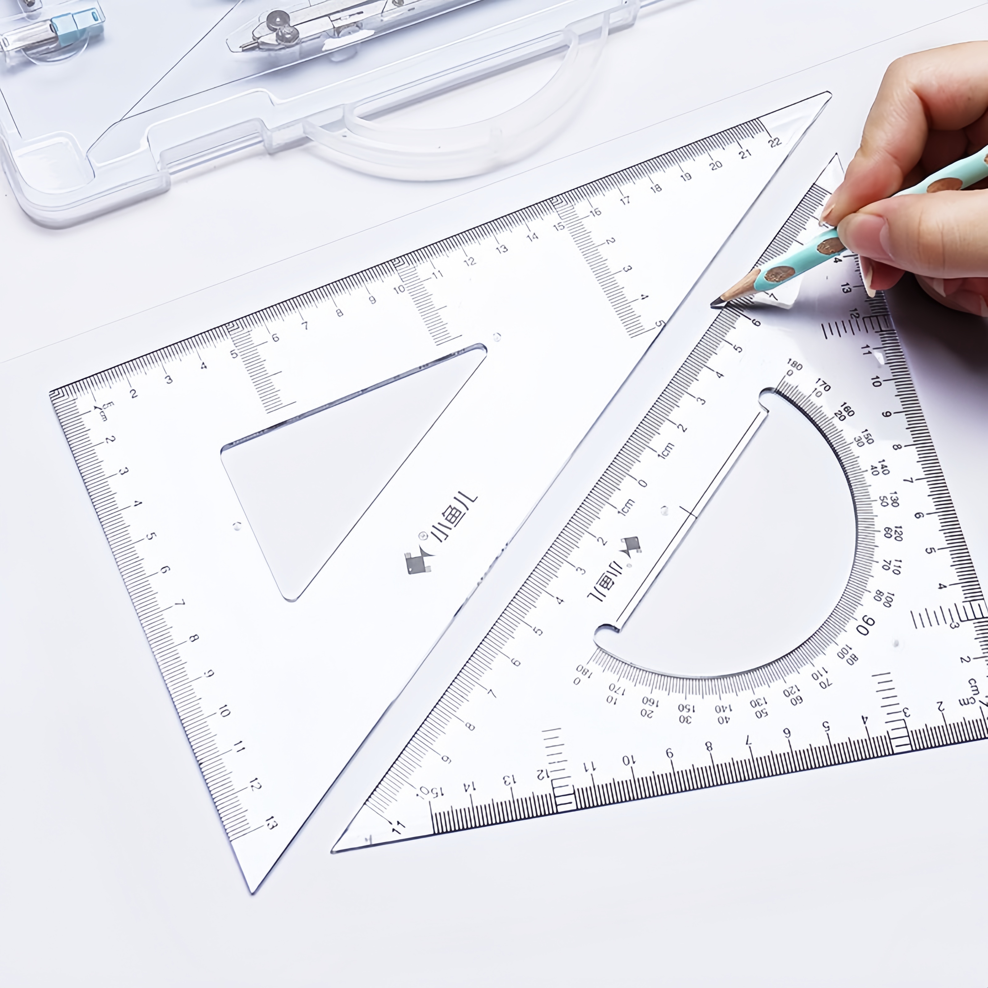 Geometry Tools Set with Compass Protractor Triangle Rulers Exam ...