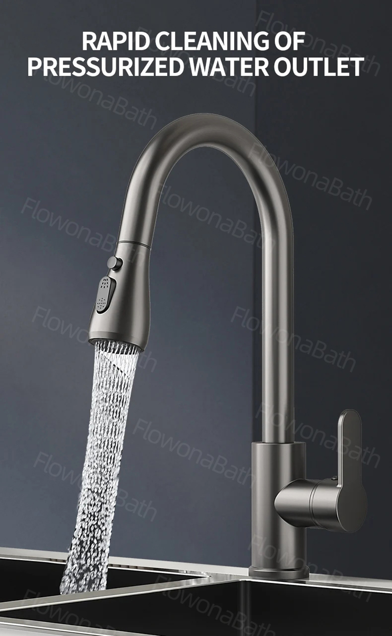 Stainless Steel Kitchen Faucet for Sink – Pull Out Lababo Tap with Hose ...