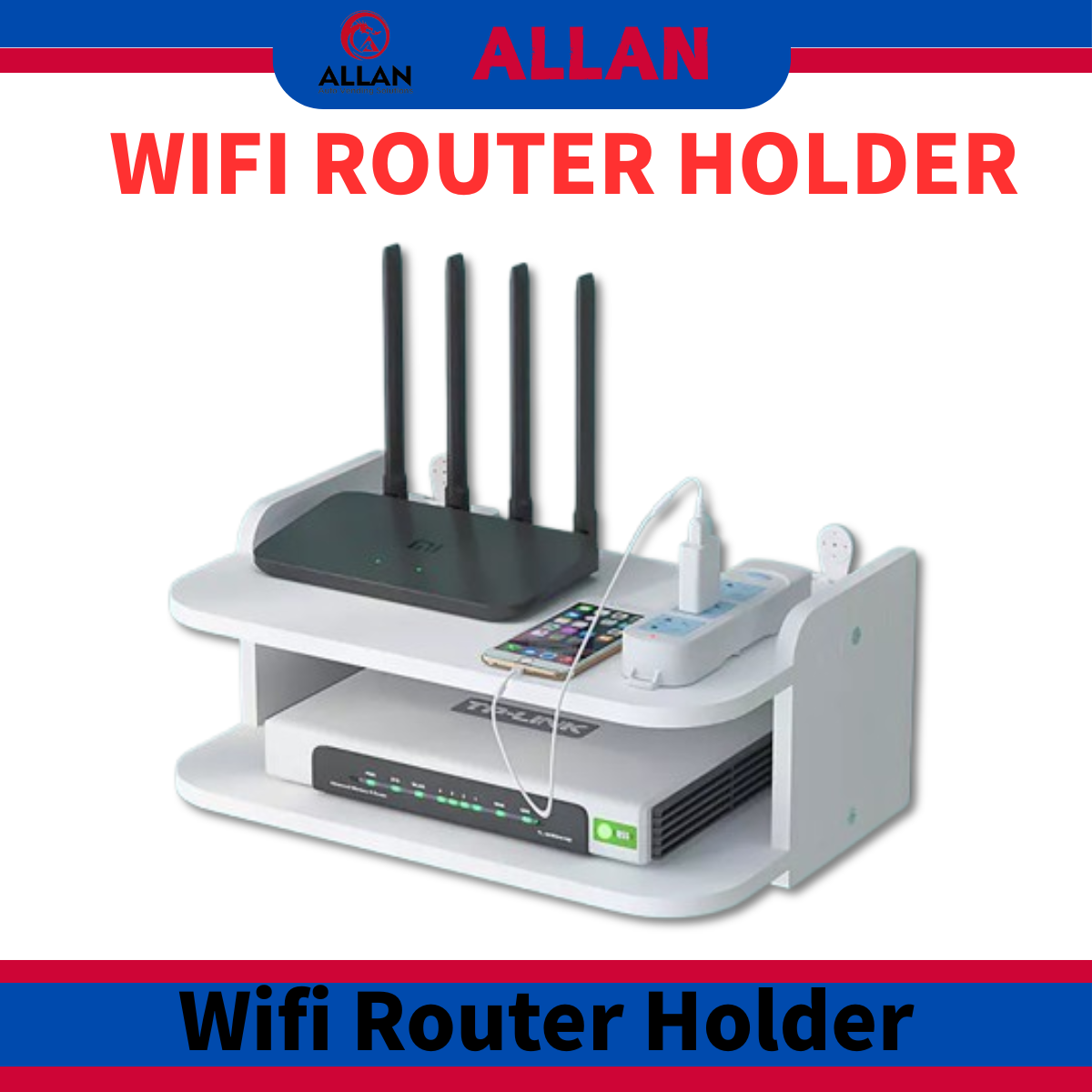 ALLAN Wall Mount Shelf Bracket Router Holder for WiFi Router TV BOX ...