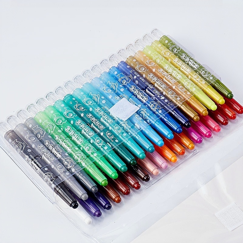 12/24/36 Colors Rotating Crayon Washable Safe Non-Toxic No Dirty Hand ...