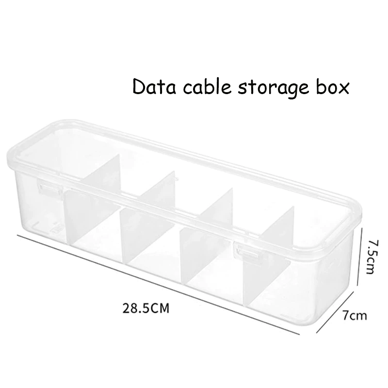 5 Grids Data Cable Storage Box Power Charger Multi-function Cable ...