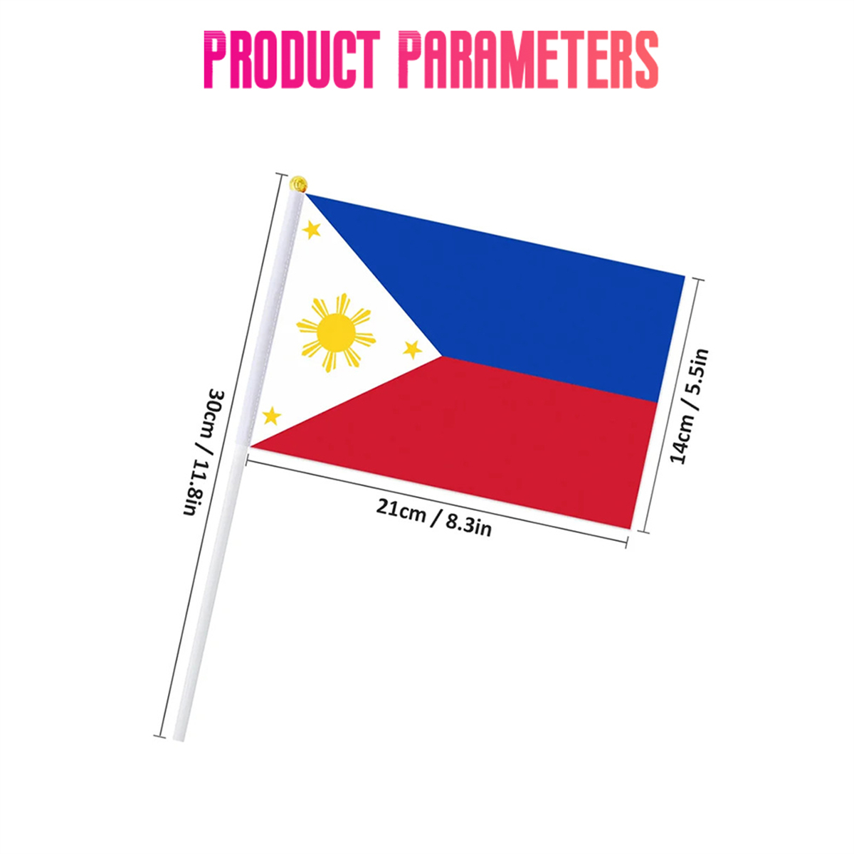 10Pcs Small Philippine Flag with Stick 8x5in Philippine Flaglet For ...