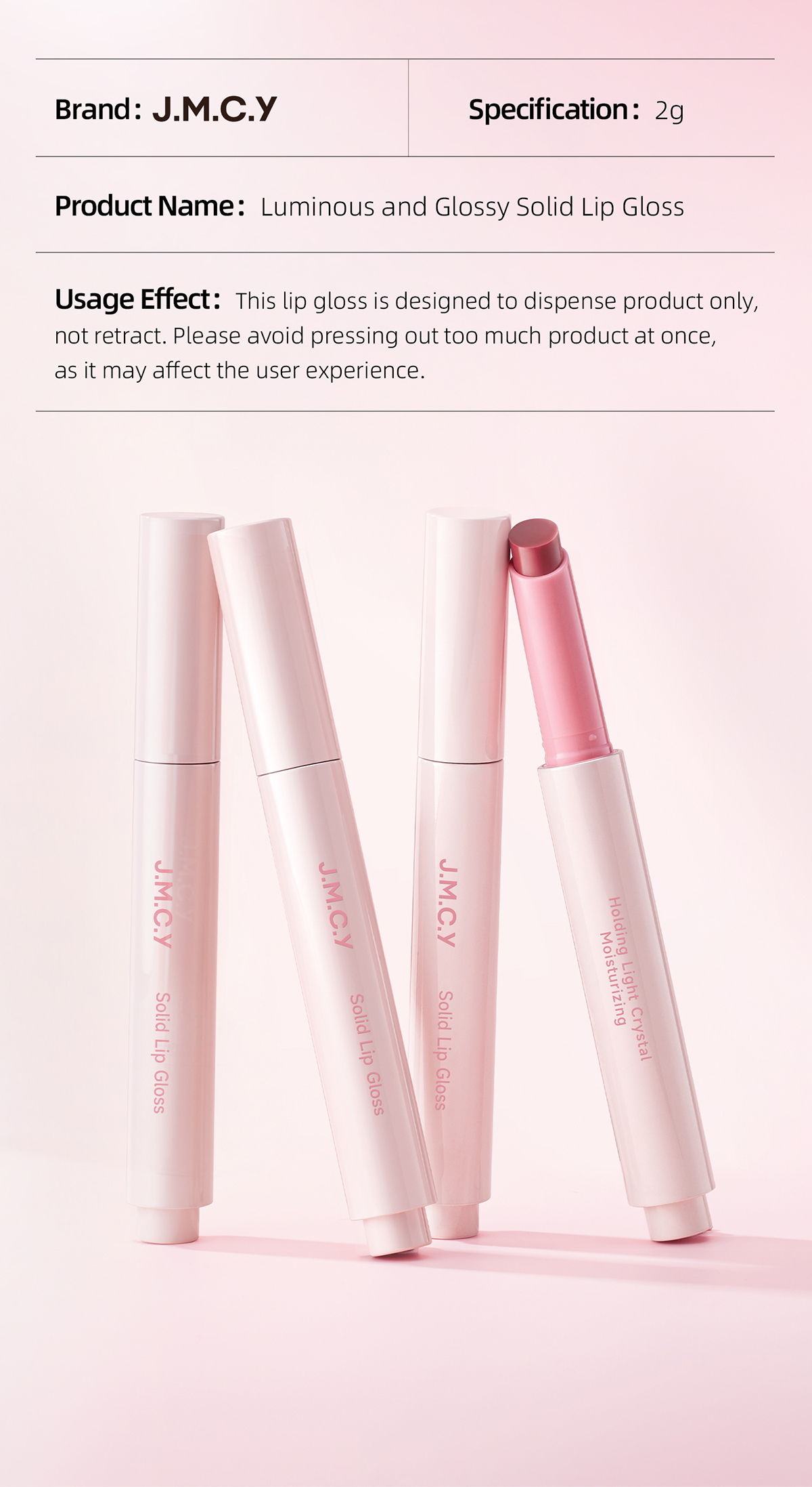 JMCY Click Pen Lipstick VE Moisturizing Solid LipGloss Watery Non ...