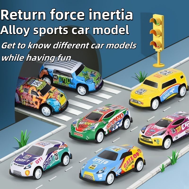 Mini Multicolor Pull Back Car Alloy Racing Car Set Toys for Kids with ...