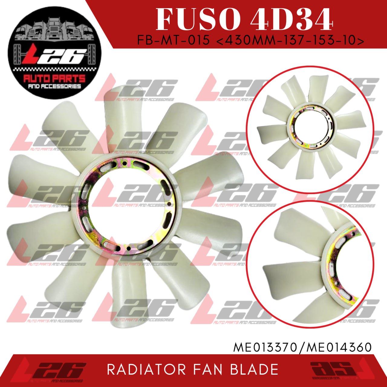 ME013370/ME014360 Radiator Cooling Fan Blade Assy for Fuso 4D34 Engine ...
