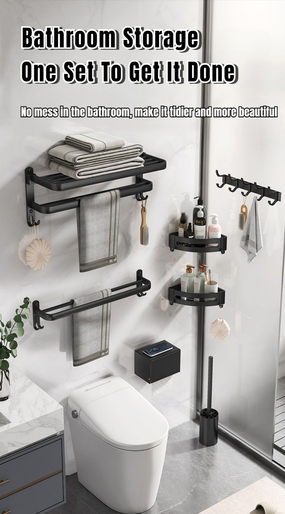 Bathroom Organizer Rack Towel Rack Corner Shelf Tissue Holder Bathroom ...