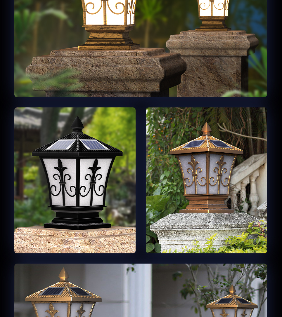 Rong River 10W 3Color Solar Light Outdoor Waterproof Solar Post Lamp ...