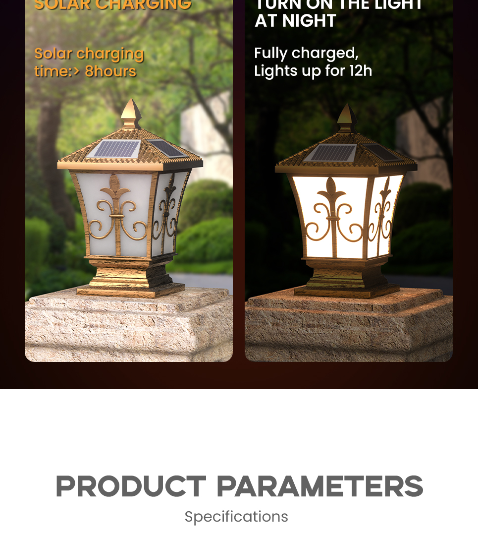 Rong River 10W 3Color Solar Light Outdoor Waterproof Solar Post Lamp ...