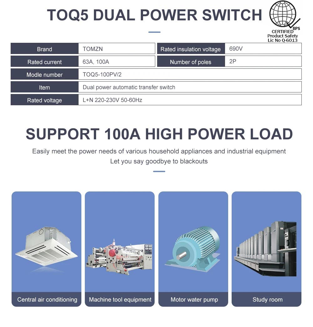 TOMZN 2P Din Rail ATS for PV and inverter Dual Power Automatic Transfer ...