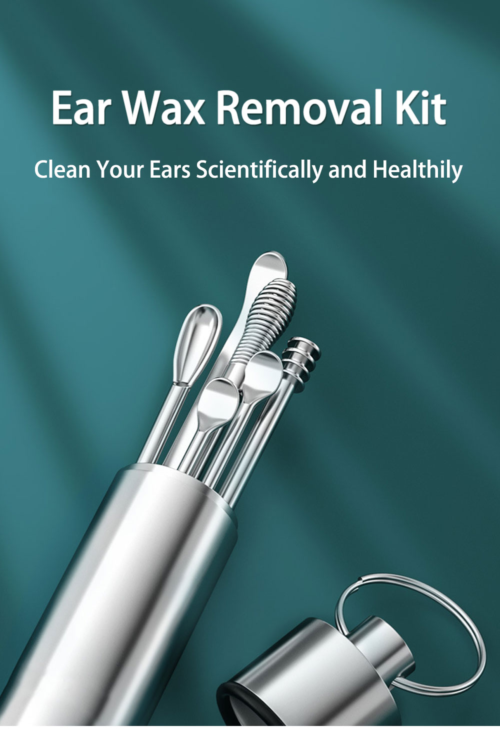 6Pcs Ear Wax Removable Cleaning Kit Stainless Steel Earwax Cleaner Tool ...