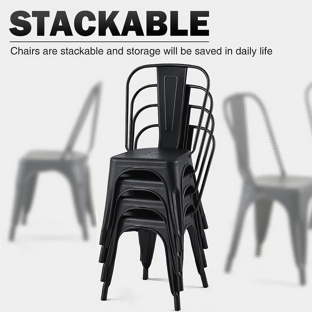 Heavy Duty Metal Bar Stool 45cm Backrest Stackable 300KG Capacity for ...