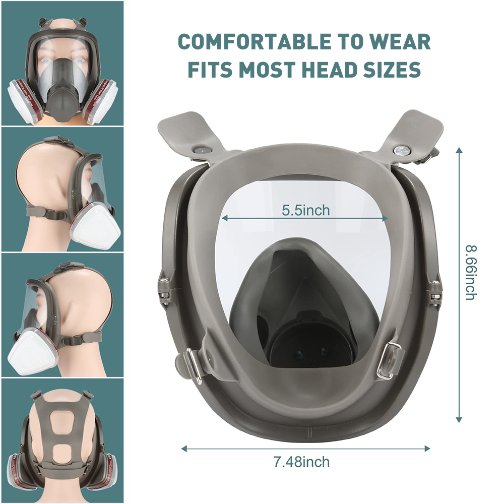 7 in 1 Full Face Gas Mask KN90 Dust Chemical Spray Paint Industrial ...