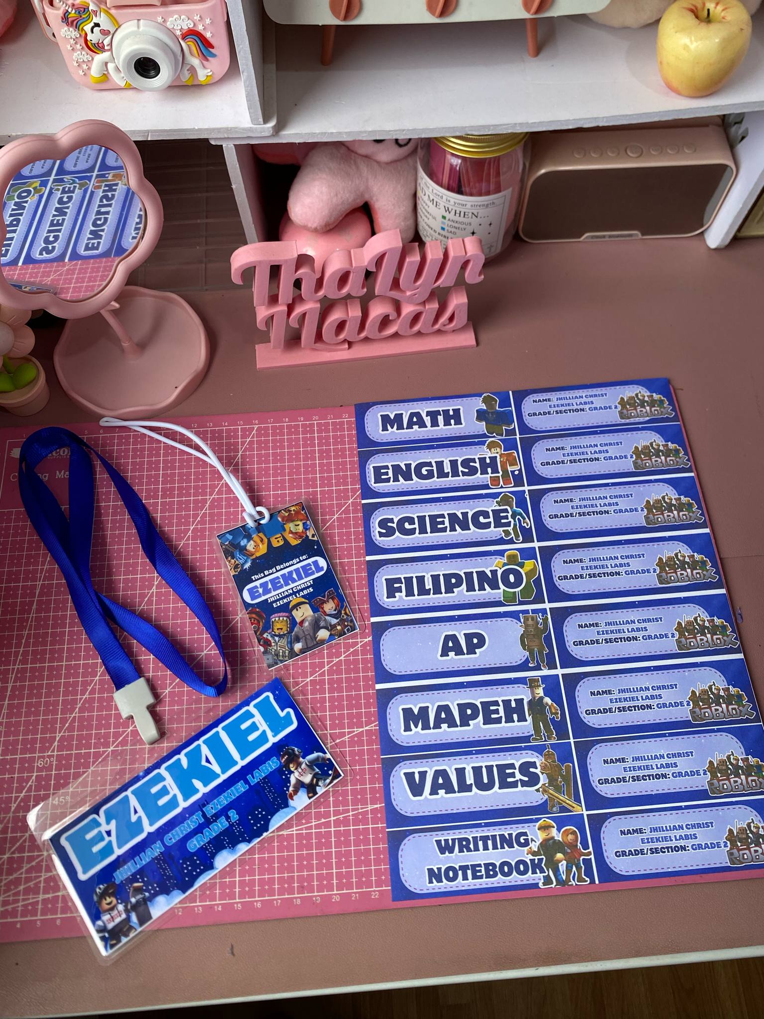 BACK TO SCHOOL SET/ NAME TAG/ BAG TAG/ SUBJECT LABEL / GRADE & SECTION ...