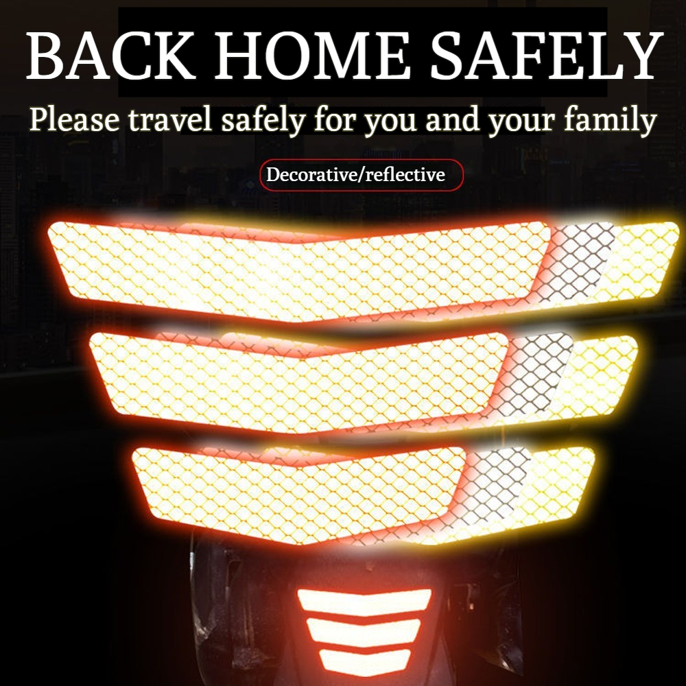 6Pcs Motorcycle Stickers Reflective Warning Trapezoidal Arrow Tail ...