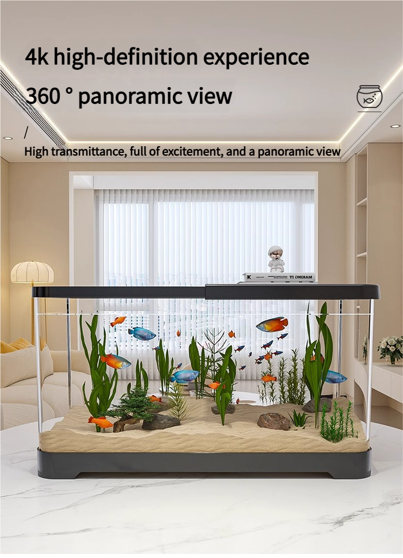 Fish Tank Self Cleaning Space Saving Siphon Aquarium with Waterfall Design for Home Office Desk ... - Space-Saving Aquariums For Goldfish