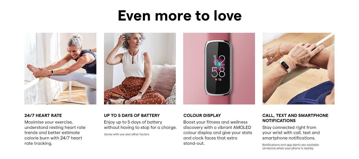 Fitbit Luxe Fitness Tracker Stress Management 24/7 Heart Rate 5 Day