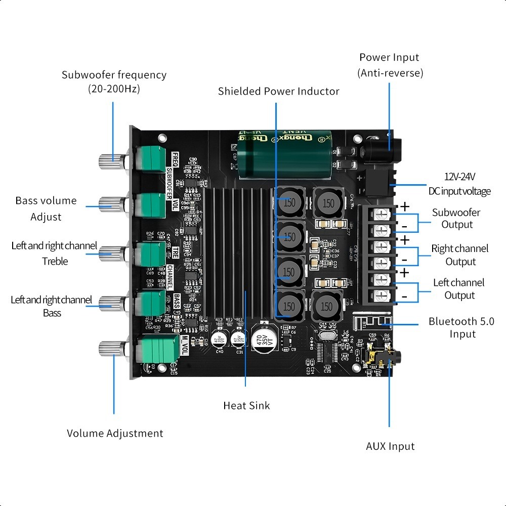 COD | ZK-TB21 Amplifier Board 5.0 Bluetooth 2.1 Channel 50WX2+100W 2.1 ...