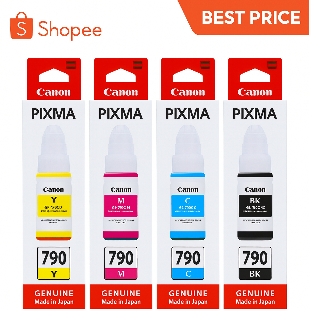 Canon PIXMA 790 Ink Bottle Set Black Cyan Magenta Yellow | Genuine ...