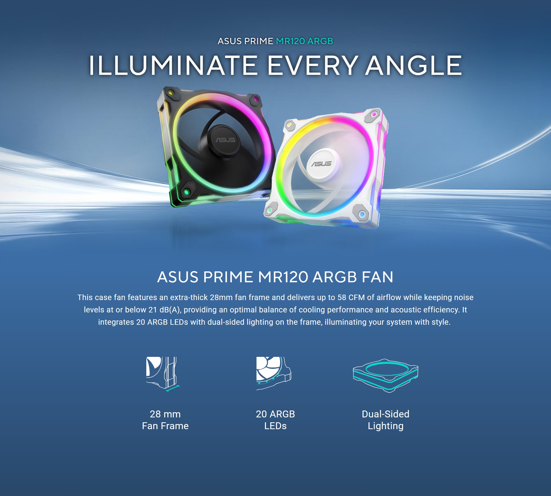 Asus Prime MR120 ARGB Aura Sync 1600 RPM Dualsided Frame Lighting