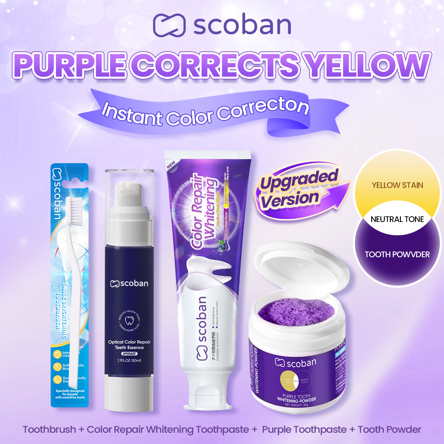 Scoban Purple Color Repair Whitening Tooth Powder Fresh Breath 30g ...