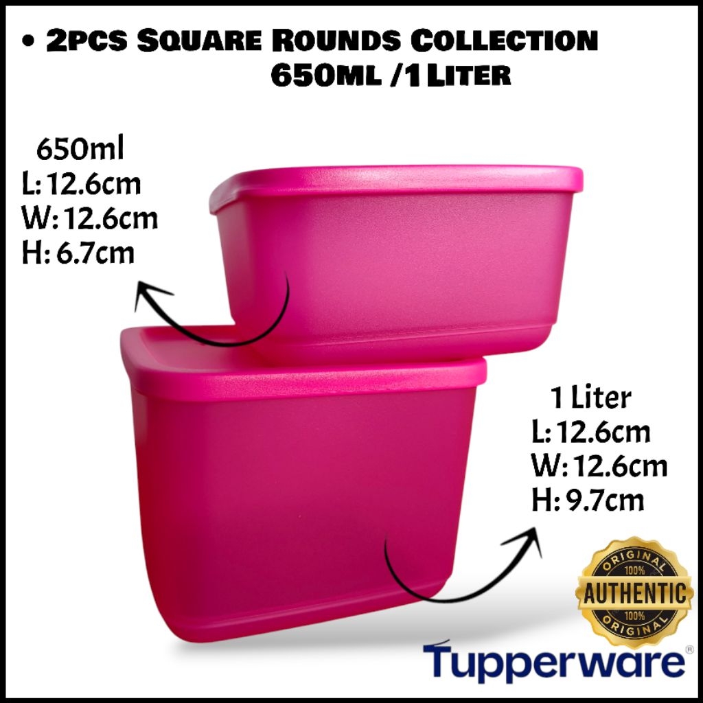 Tupperware Square Rounds 650ml/1Liter | Shopee Philippines