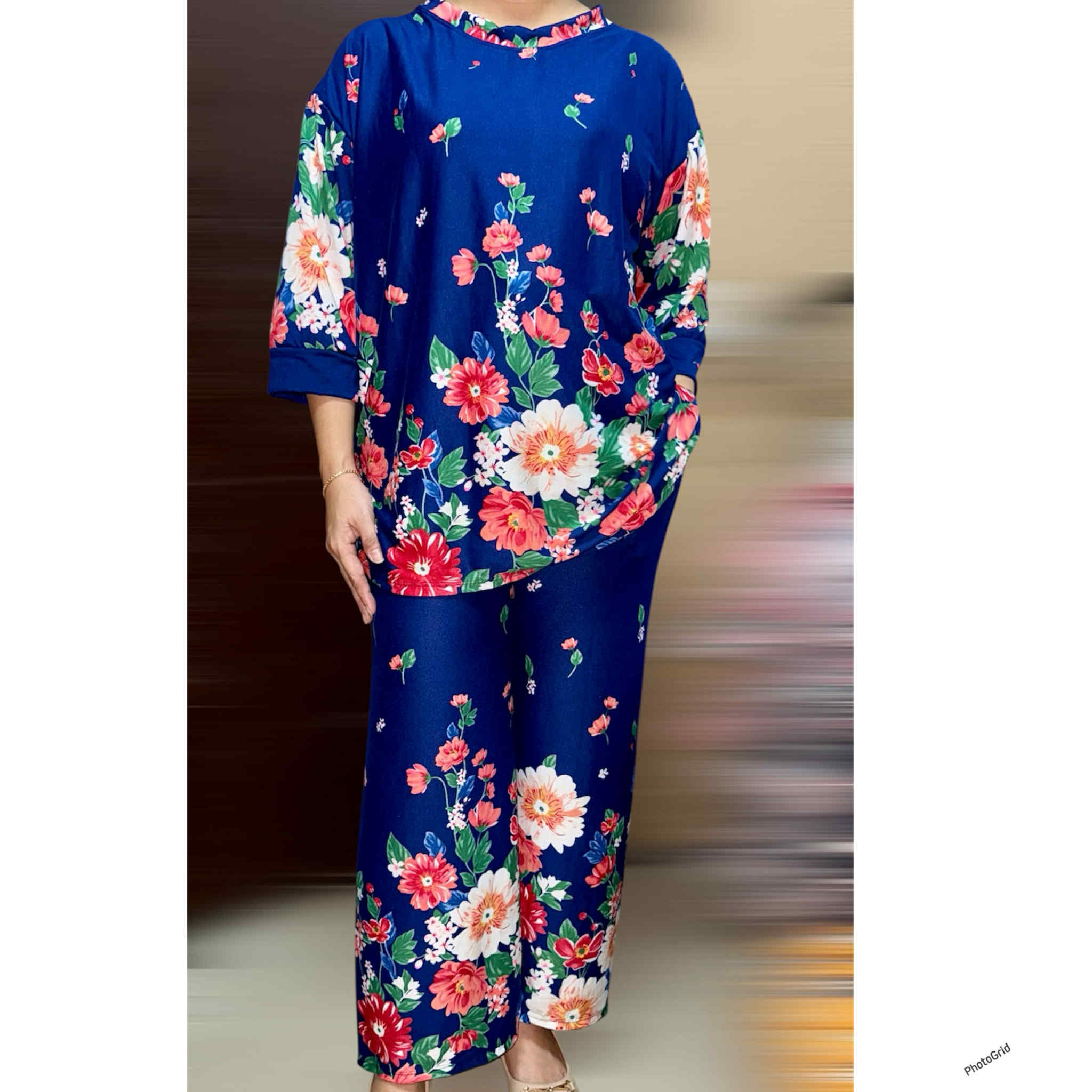 TERNO SENEPA 3/4 OVER SIZE M-XXL STRETCHABLE PAJAMA MUSLIM with pocket ...
