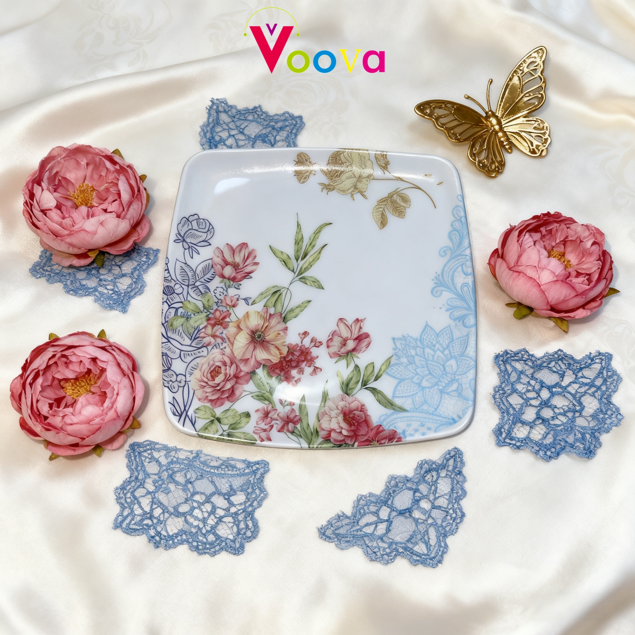 4-6pcs 23cm Floral Melamine Dinner Plate | Shatter-Proof Lightweight ...