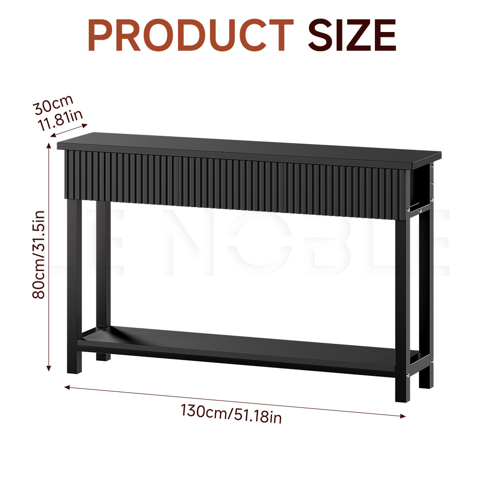 Nordic Console Table Entryway Table with 3 Drawers and Open Storage ...