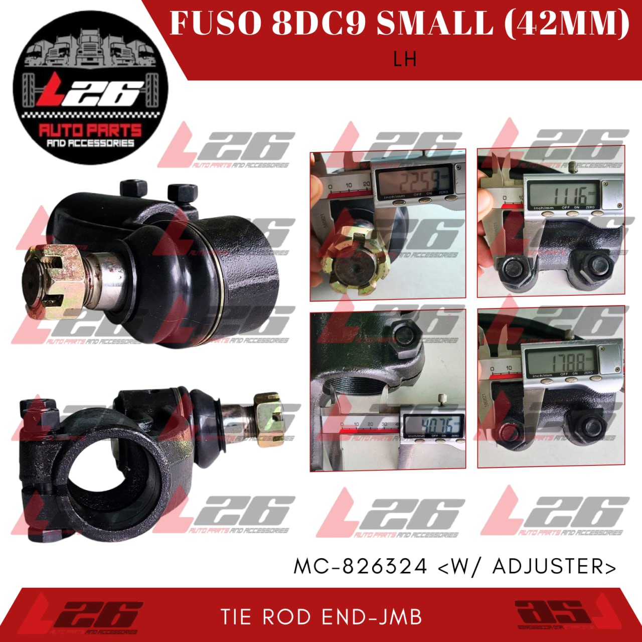 42mm Mitsubishi Fuso 8DC9 LEFT SIDE LH TIE ROD END with adjuster Small ...
