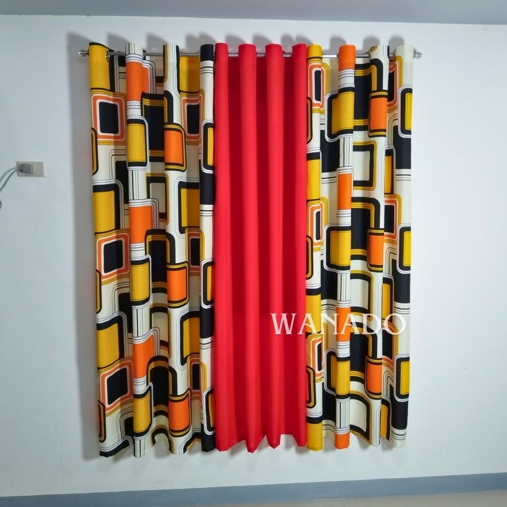 WANADO - 3in1 SET QUARLET GOLD Ring Window Curtain Sold by SET and ...