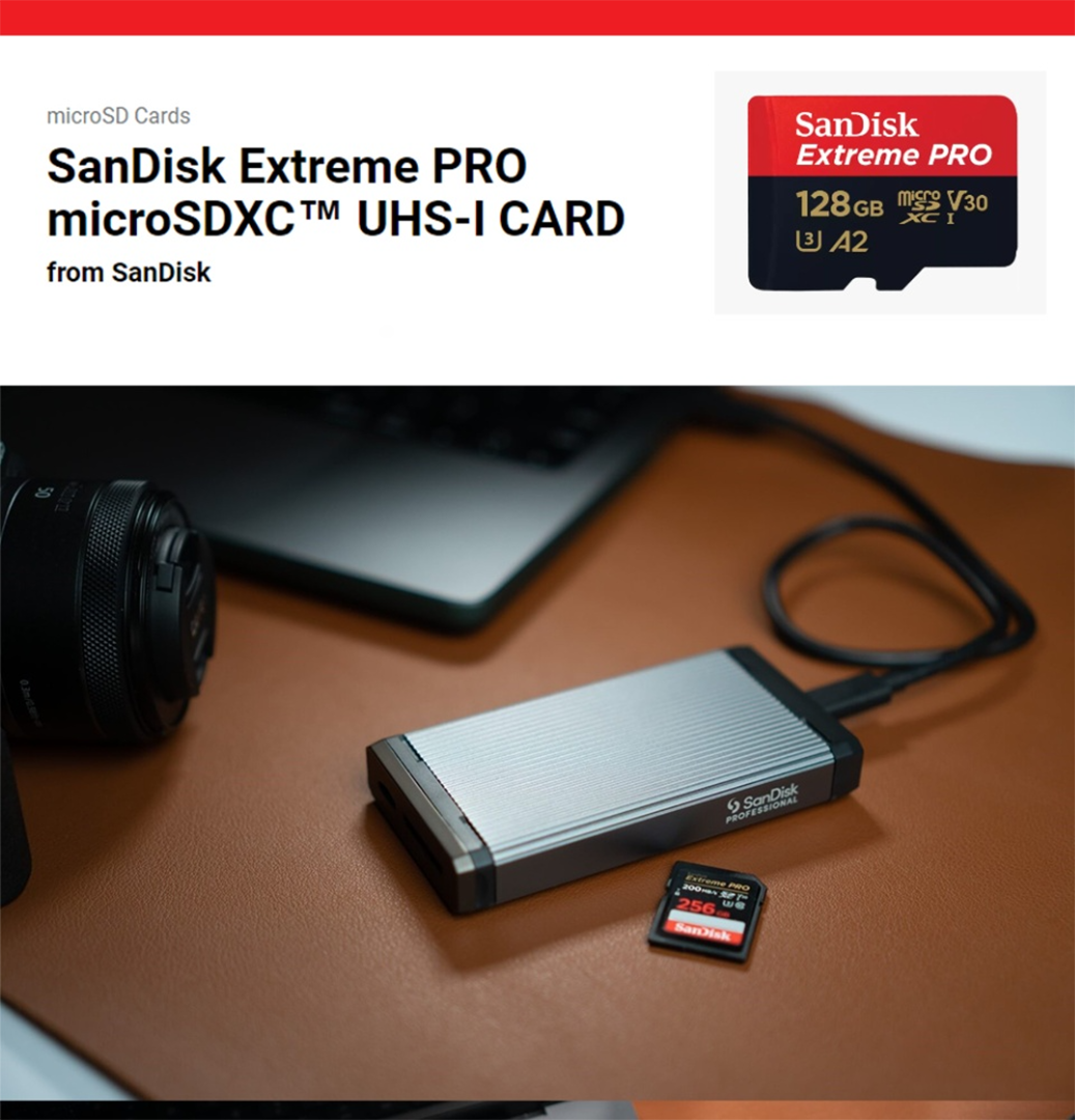 SanDisk Extreme Pro 256 GB microSDXC Memory Card SD Adapter with A2 App Performance Rescue Pro Deluxe 170 MB/s Class 10, UHS-I, U3, V30