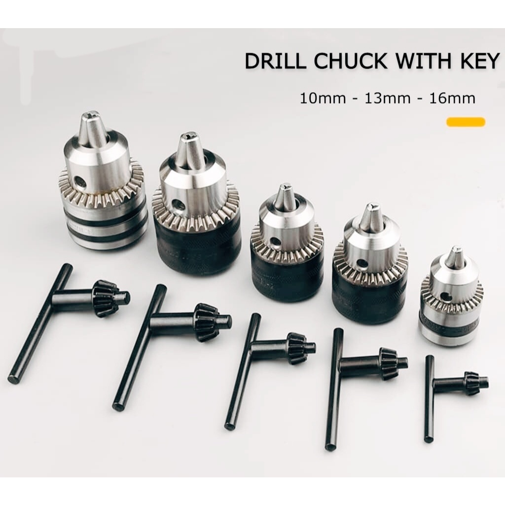 Heavy Duty Drill Chuck with Key 10mm / 13mm / 16mm Sizes | Shopee ...