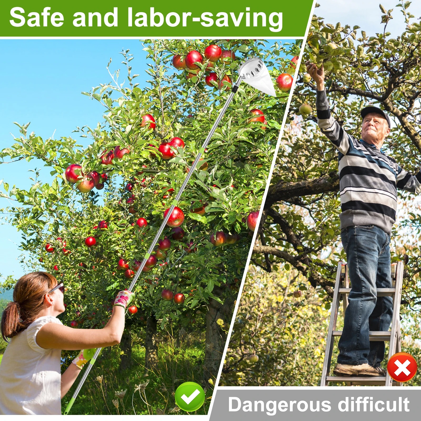 Fruit Picker Telescopic Pole Adjustable Long Handle with Scissors Easy ...