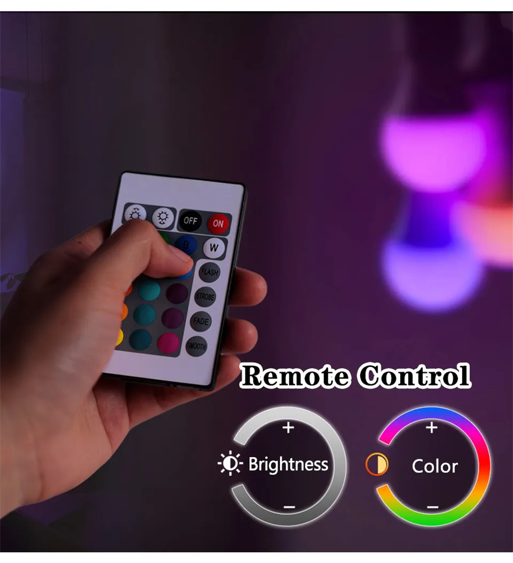E27 RGB Remote Control Bulb 5/10/12/15W 16 Colors Dimmer Low Power ...