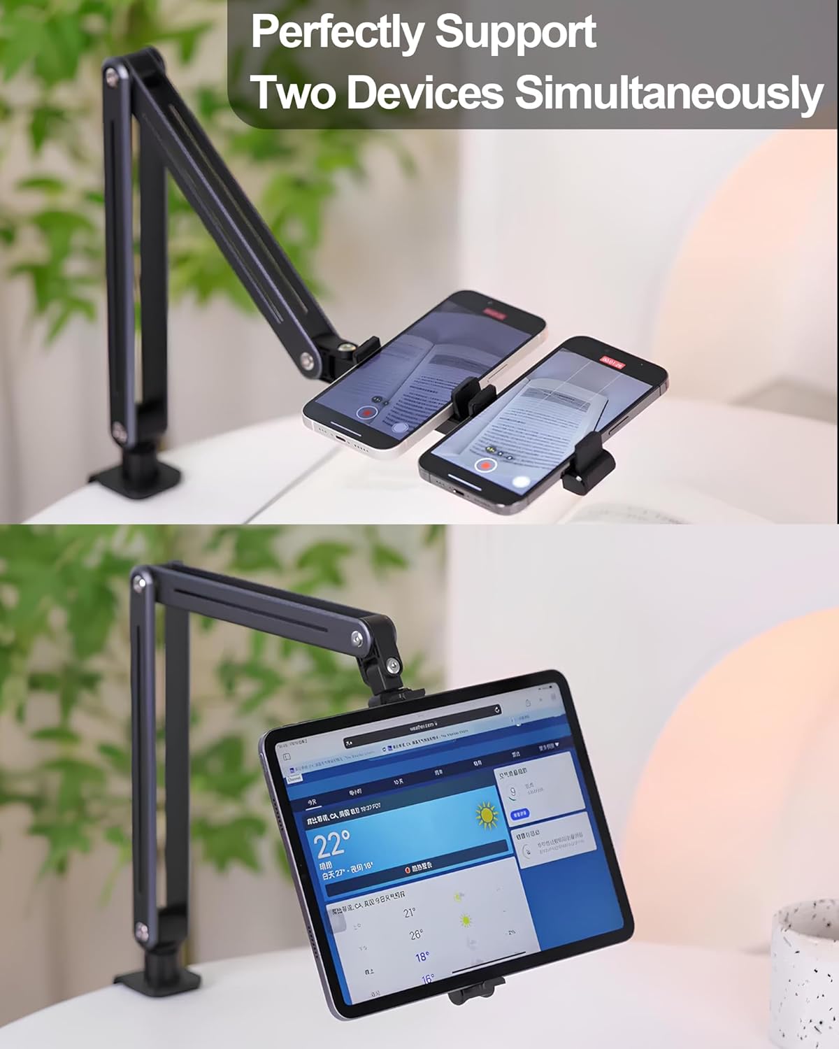 Meewoo Tablet Phone Stand 360 Rotating Long Arm Adjustable Aluminum ...