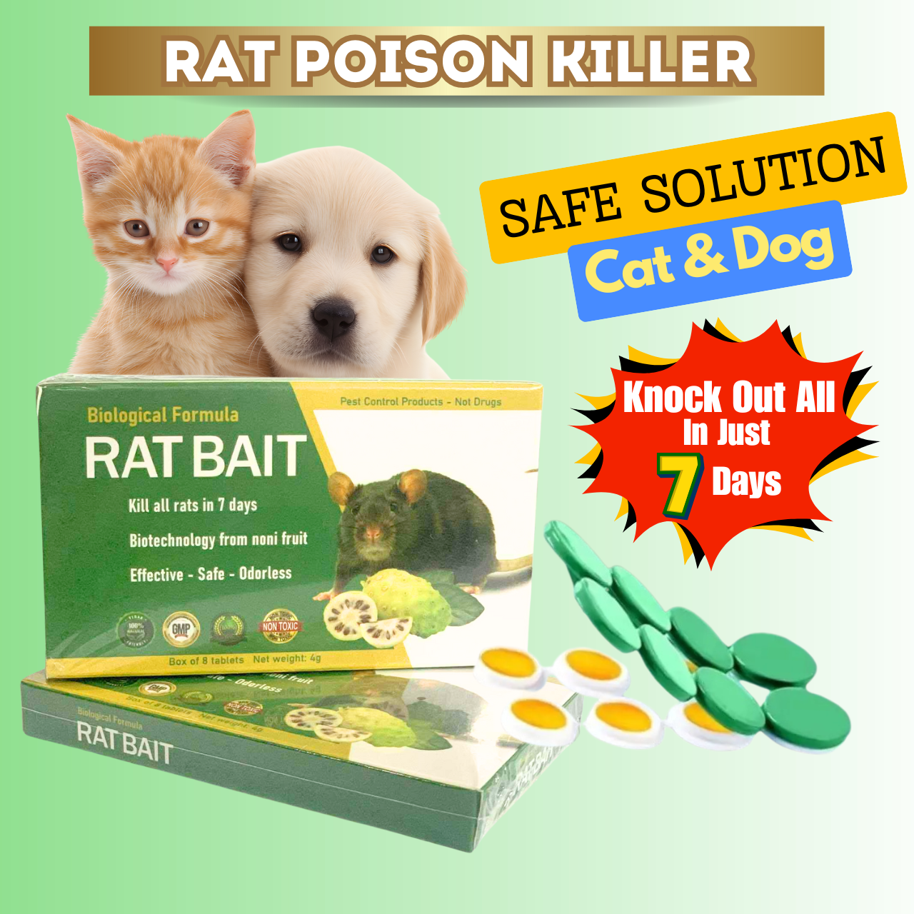 Rat Killer Poison Tablet Bio – Safe Pest Control Lure Solution for Cat ...