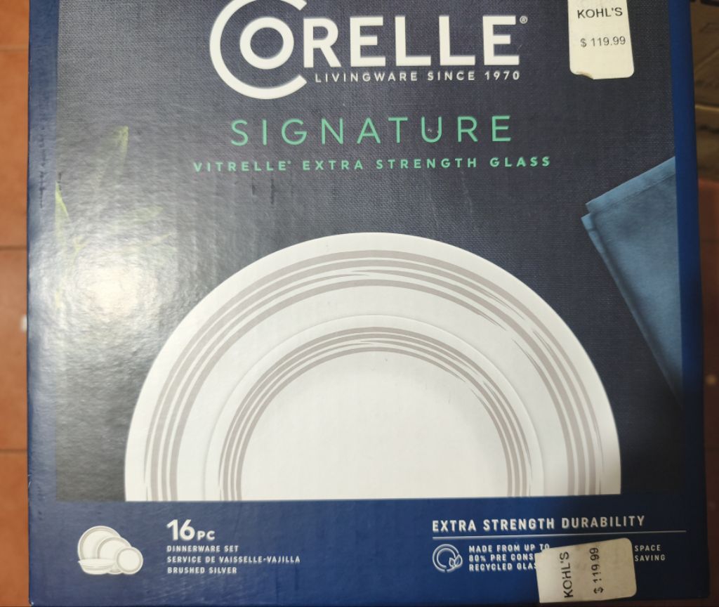 Corelle Signature Vitrelle Brushed Silver Dinnerware Set 16pc | Shopee ...