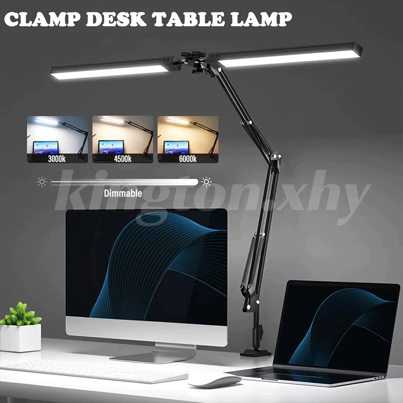 LED Desk Lamp with Clamp 24W Dual LED Metal Flexible Swing Arm Desk ...